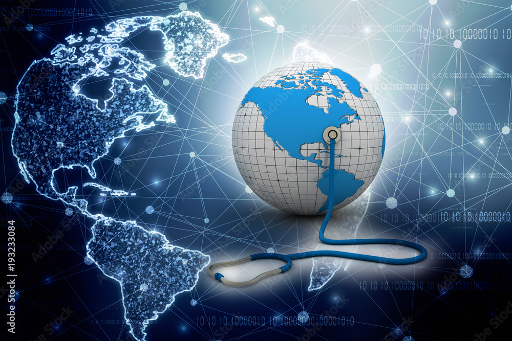 Poster 3d rendering global warning