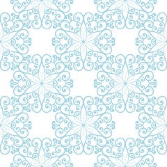 Blue floral seamless pattern on white background