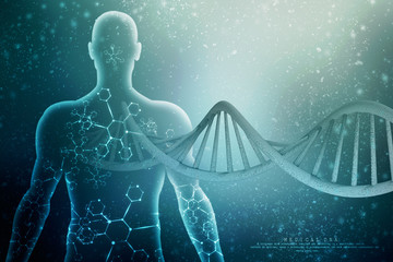 3d render of dna structure, abstract background