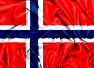3d waving flag of Norway on a windy day