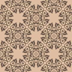 Fototapeta na wymiar Brown and beige floral seamless pattern