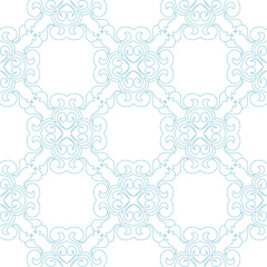 Blue floral seamless pattern on white background