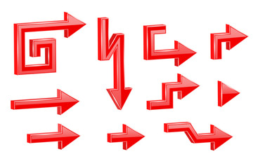 Red shaped 3d arrows