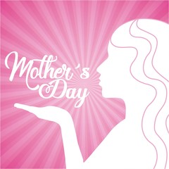 mothers day cute silhouette woman kiss vector illustration