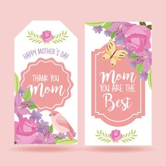cute romantic delicate floral banners mothers day vector illustration