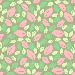 Seamless green background with leaves. Vector retro illustration. Ideal for printing on fabric or paper for wallpapers, textile, wrapping.