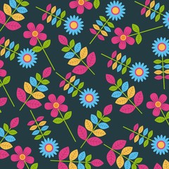 colored flowers decorative pattern background icon vector ilustration