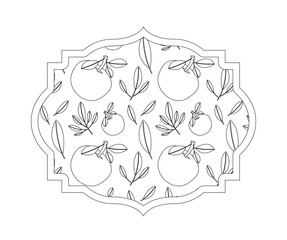 orange with leafs pattern fresh and citrus fruit vector illustration design