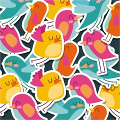 cute birds cartoon animal pattern walpaper decoration icon vector ilustration