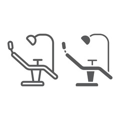 Dentist chair line and glyph icon, stomatology and dental, surgery sign vector graphics, a linear pattern on a white background, eps 10.