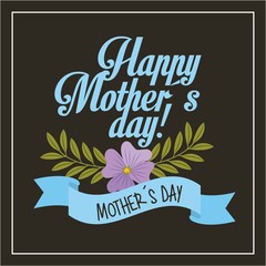 Obraz premium blue lettering happy mothers day flowers decoration dark background vector illustration