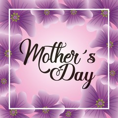 purple flowers decoration blurred card mothers day vector illustration