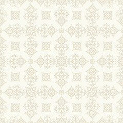 Seamless light background with beige pattern in baroque style. Vector retro illustration. Ideal for printing on fabric or paper for textile, wrapping.