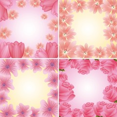 Fototapeta premium collection frames floral delicate flowers decoration vector illustration