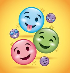 Naklejka premium smiles emoji smiling tongue out and happy faces vector illustration