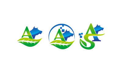 Obraz premium Buffalo and leaf initial A