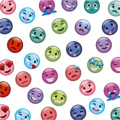 set of smiley icons with different face expression vector illustration