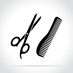 scissors and comb black icons
