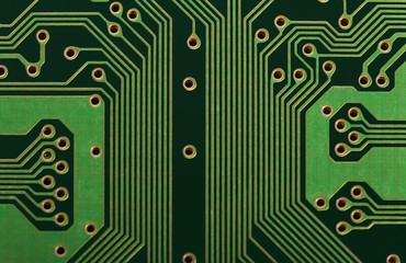 Modern printed circuit Board shown in close-up