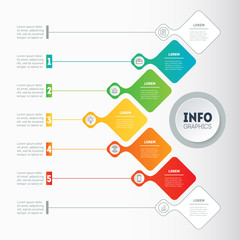 Vector infographic of technology or education process. Business presentation concept with 5 options. Web Template of a info chart or diagram. Part of the annual report with icons.