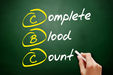 CBC - complete blood count acronym, concept on blackboard