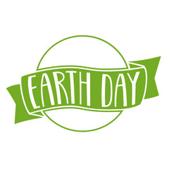 Handwritten lettering of Earth Day on white background