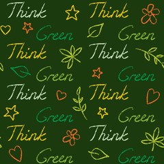 Fototapeta na wymiar Seamless pattern with Think Green text