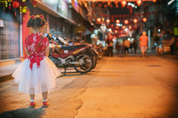 lonely little girl in chinese new year
