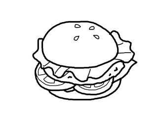 ハンバーガーの塗り絵