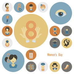 Womans Day Icon Set