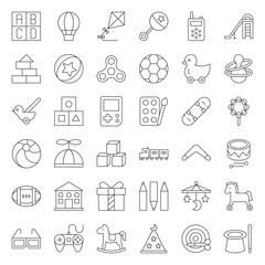 Children toy such as ball, rocking horse, blocks, balloon, outline icon set 2/1