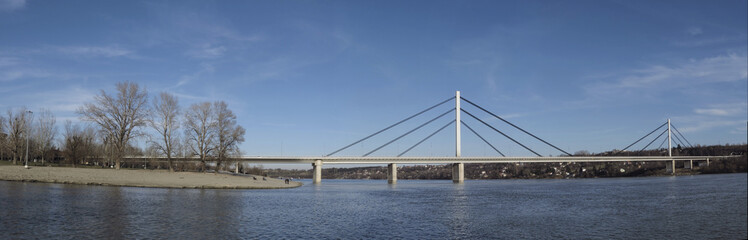 Panorama of  Freedom bridge over the river Danube in Novi Sad, Vojvodina, Serbia