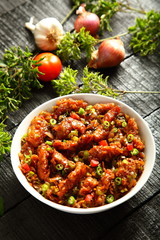 Healthy chicken dry fry with herbs and spices.