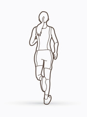 Athlete runner, A woman runner outline running graphic vector