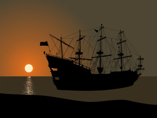 Silhouette of the pirate ship