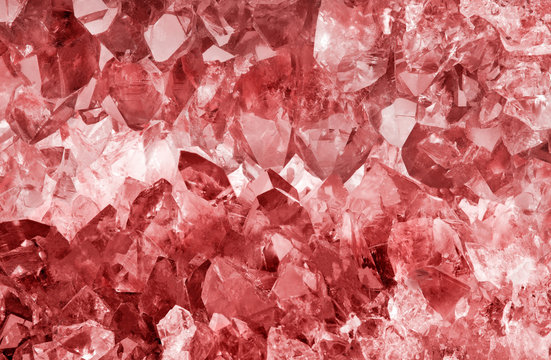 light ruby crystals macro backgrond