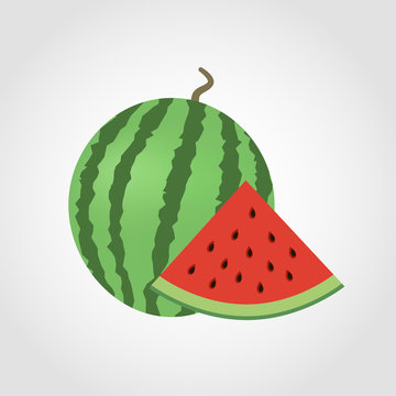 Watermelon and a slice. Vector illustration