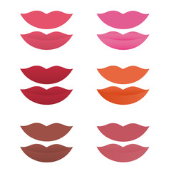 Shades of lipstick on white background