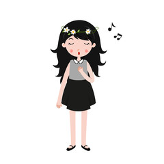 Girl singing. Little girl singing with closed eyes.