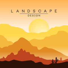 Fototapeta premium Beautiful peaceful desert landscape, morning in mountains, nature background for banner, flyer, poster and cover, vector ilustration