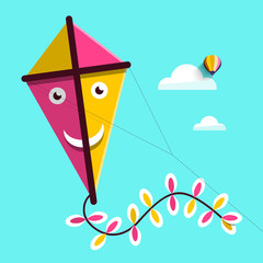 Kite Up the Sky. Vector Illustration.