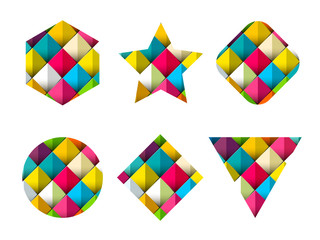 Colorful Flat Geometric Shapes Set. Vector.