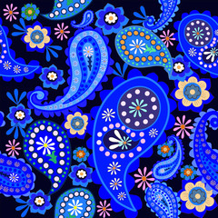 Turkish cucumbers in a blue color. Seamless pattern on a blue background. Use for tissues.