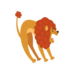 Cute lion cartoon character roaring vector Illustration on a white background
