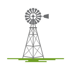 Windmill Flat Design Vector Symbol Isolated on White Background