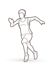 Athlete runner, A man runner running outline graphic vector