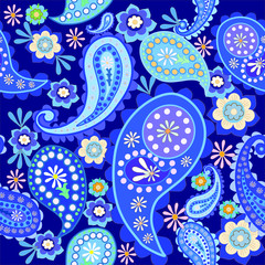 Seamless pattern - turkish cucumbers in blue.