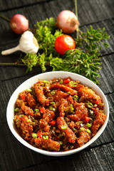 Homemade chicken manjoorian from Indian cuisine,