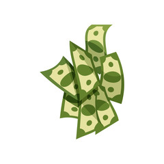 Pile of green banknotes. American dollars. Money icon. Concept of financial success. Flat vector element for mobile payment service or advertising poster