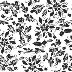 Vector floral seamless pattern. Decorative background with simple ornaments element. Ethnic traditional design.